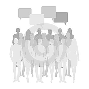 Business men and women silhouette. team business people group hold document folders  on white background. Business people and spee photo
